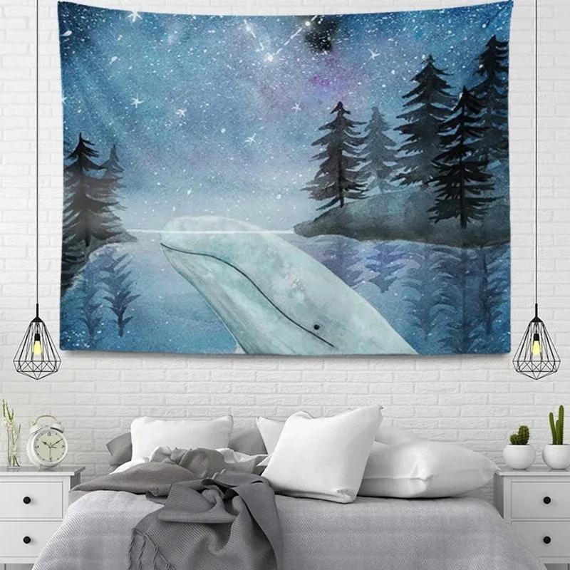 

Декоративный гобелен с изображением морского кита для дома, гостиной, офиса, декоративный гобелен 100x75cm