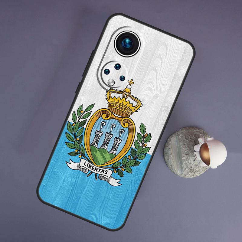 San Marino Flag For Huawei Honor Magic 5 Lite 70 50 X8 X9 a P20 P30 P40 P50 P60 Pro P Smart Nova 9 5T Case
