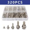 Set de 320 de piese șuruburi cu cap cruce M2-M5, piulițe și șaibe