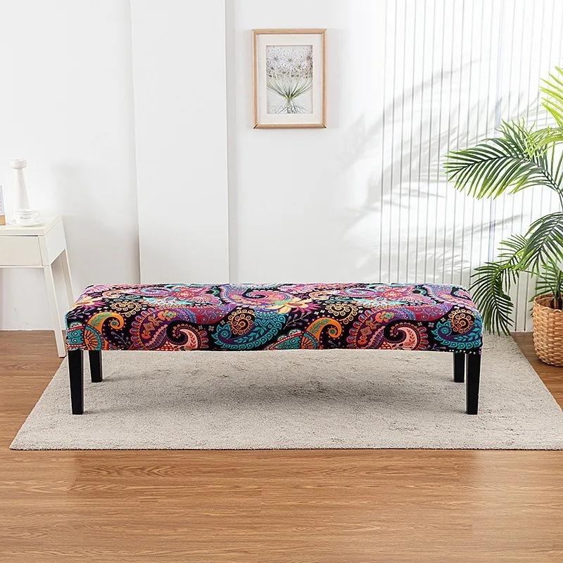 1Pc Long Bench Cover Stretch Polyester Removable Washable Anti-Dirty Piano Stool Chair Covers Living Room Bedroom Seat Protector