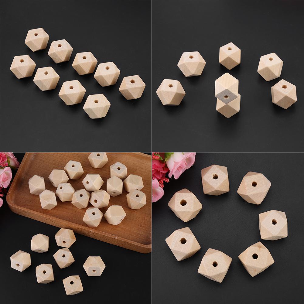 50pcs, Unfinished Faceted Wooden Beads, Pure Wood Color,   Accessories, Wood Grain Appearance for Wooded Craft Making