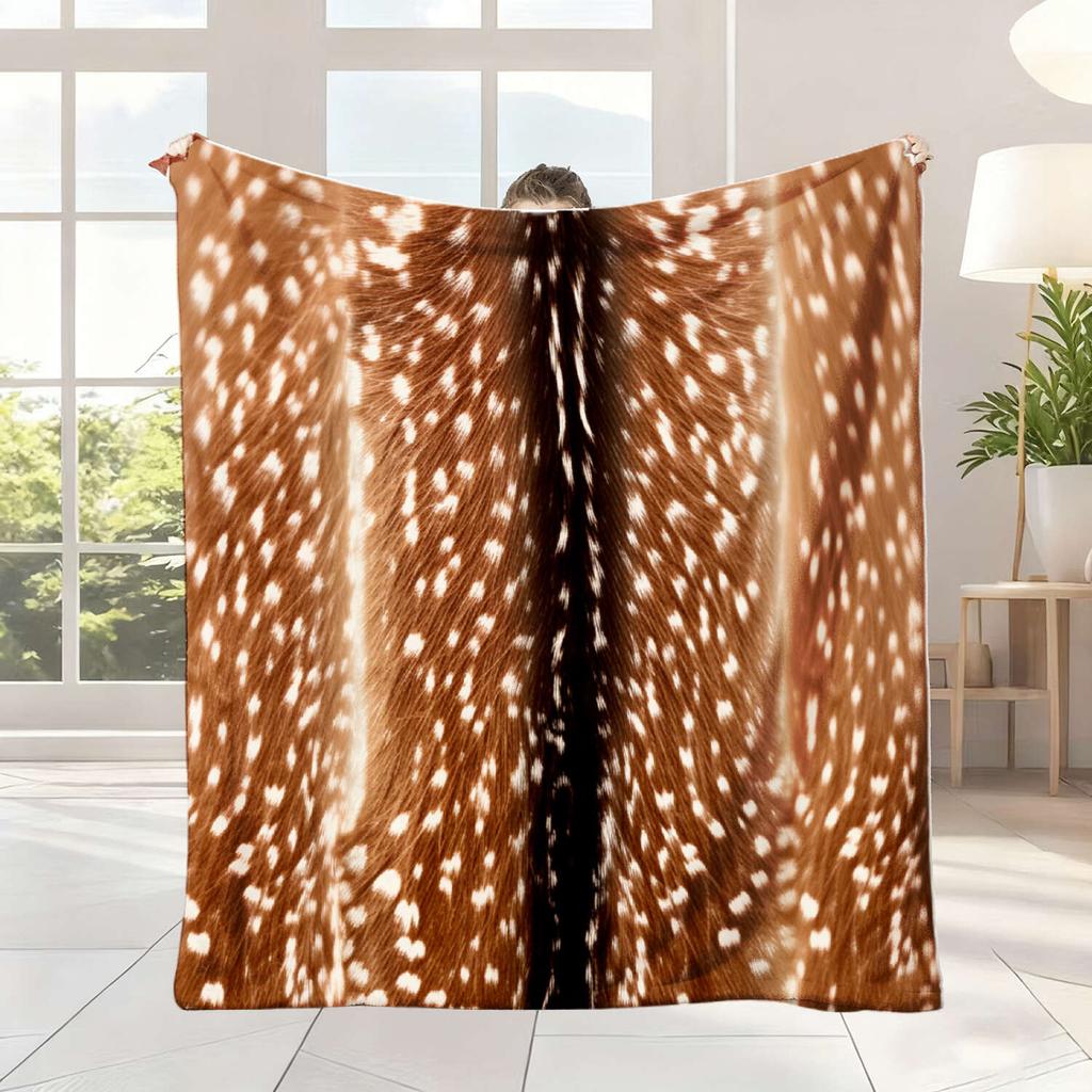 Motivo Artistico con Renne e Paesaggio Forestale Coperta Decorativa da Lancio per Divano, Letto, Soggiorno e Arredamento per la Casa