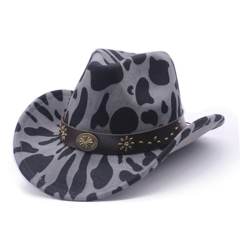 European, American and Western Cowboy Hat Cow Color Wool Hat Men's and Women's Big Eaves Autumn and Winter Outdoor Travel Warm Jazz Hat
