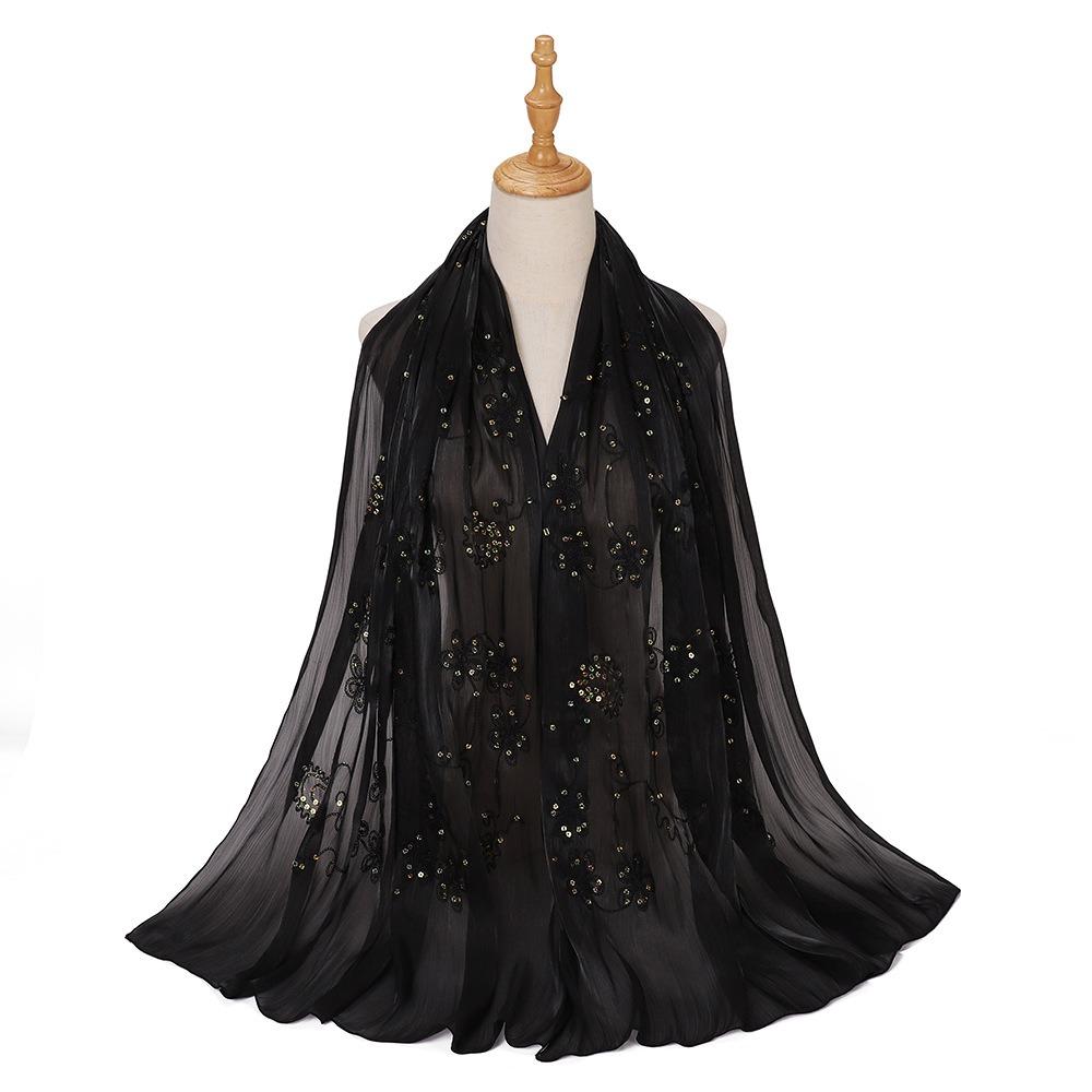 Shimmer Glitter Glitter Chiffon Shawl Elegant Pleated Glitter Shawl Flowy Hijab Shawl  for Women