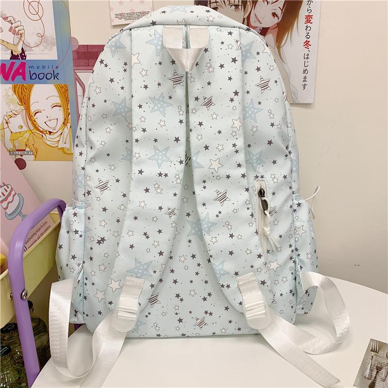 Cartable Grande Capacité Imprimé Étoiles Sac à Dos Filles Étudiants Collège Cartable