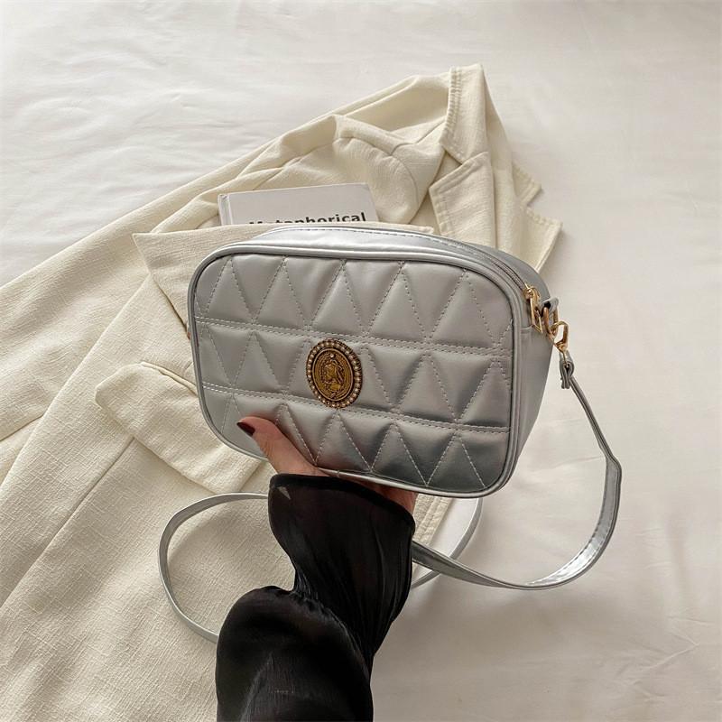 

Chic Minimalist Small Square Bag For Fall 2024 With Stylish Quilted Design In Black White Rose And Silver срібний