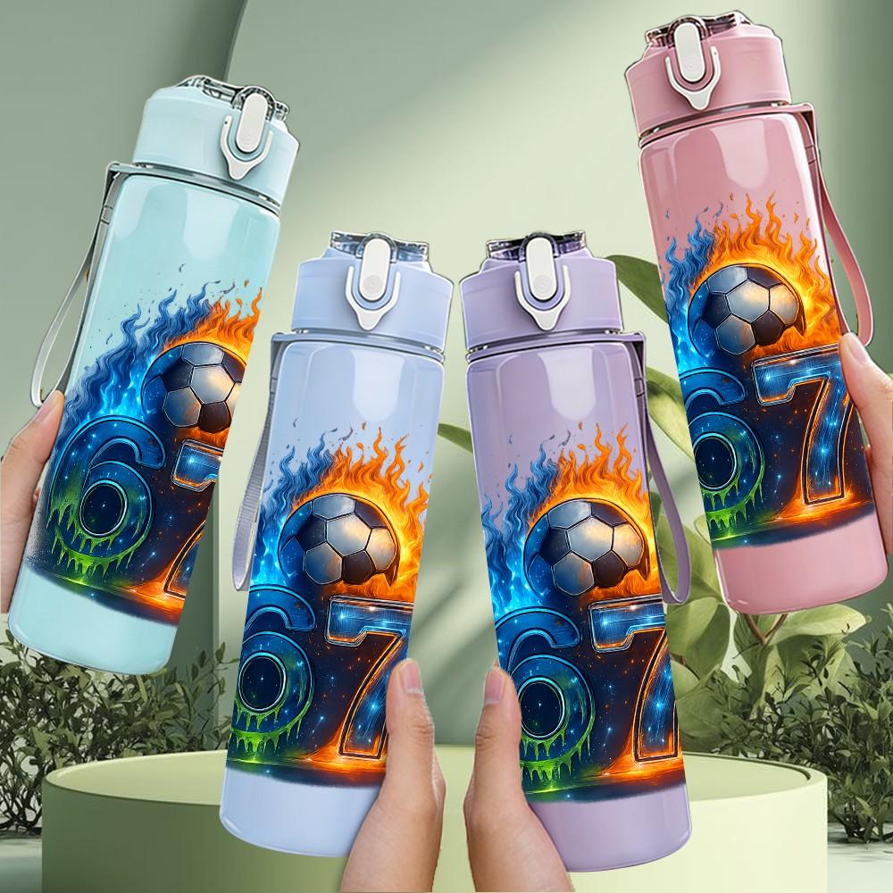 1PC Fiery Number Seven Art 750ml Color Plastic Sports Water Bottle Leakproof Flip Straw Lid Suitable for Sports Office Home Use