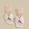 Bow high heels French high-end feeling with skirt cool slippers 2025 summer and autumn new fashion beautiful crystal heel