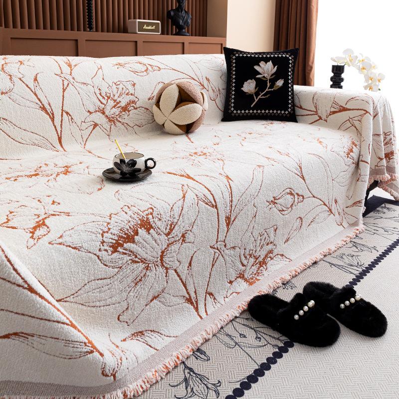 Half-fleece sofa cover towel does not shed hair, autumn and winter straight-row sofa special thickened a whole sofa cover towel