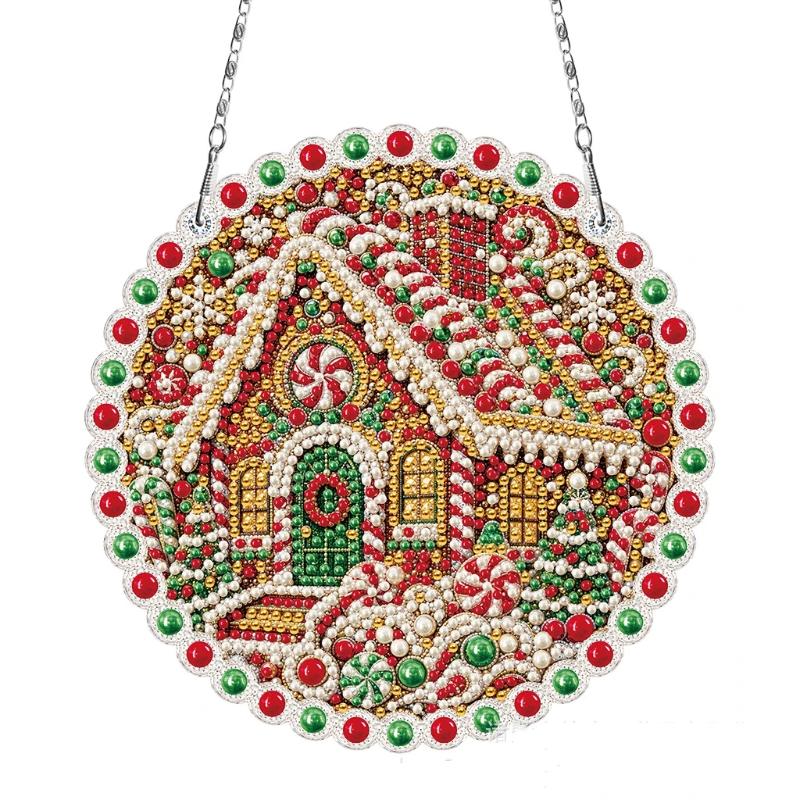 Acrylic Rhinestone Pendant Christmas Craft Set Single Sided Drill Hanging Decor Kit Diy Festival Gifts