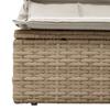 Double Sun Lounger with Canopy and Cushions Beige Poly Rattan