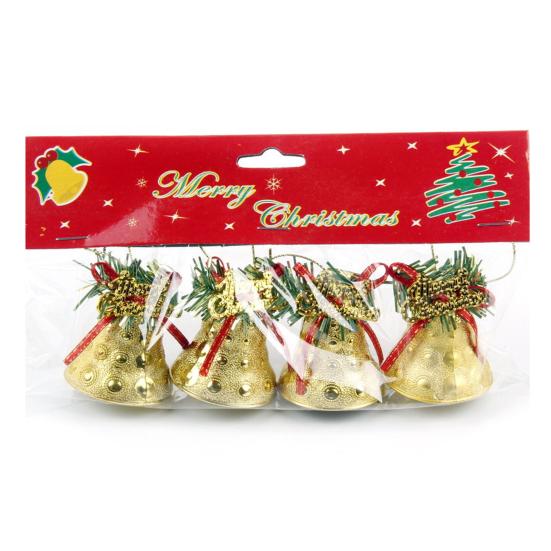 Christmas Bell Ornament with Bow Small Red Ribbon Jingle A