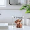 1pc Funny Highland Cow Bathroom Decor - 'Are You Pooping?' Bathroom Sign with Cute Scottish Cow, Acrylic Bathroom Decoration- Acrylic Desktop Ornament