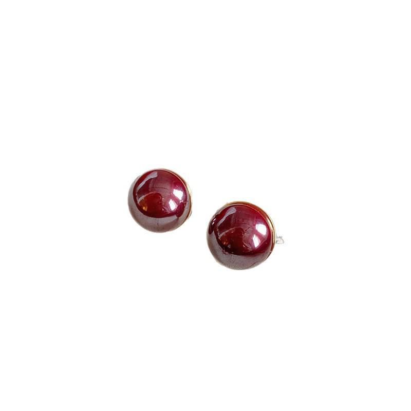 Retro Silver Needle Resin Round Earrings: Elegant, Versatile, Light Luxury Studs for Women