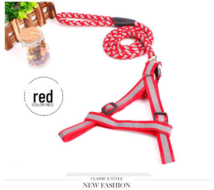 Reflective Braided Dog Harness and Leash Set
