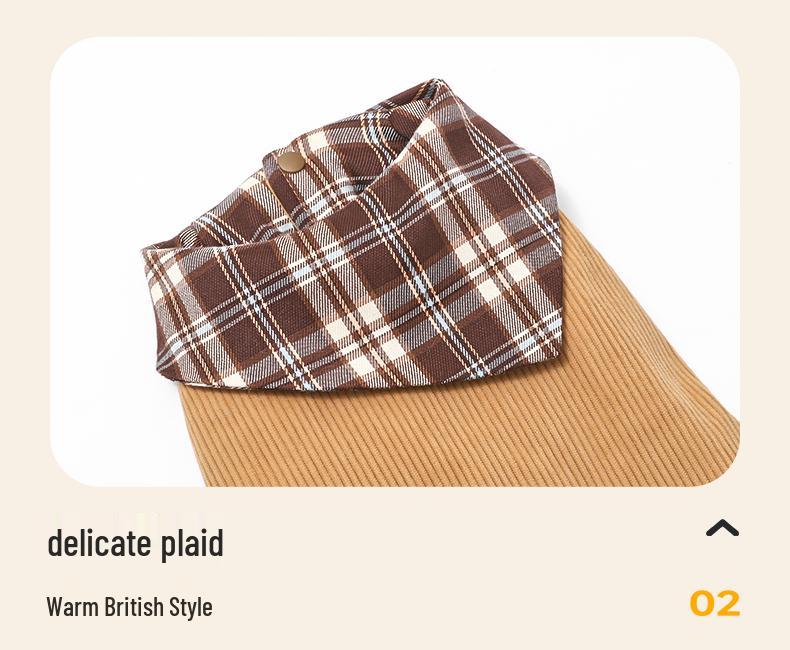 Hoopet Pet Corduroy Plaid Vest for Cats and Puppies - Warm, Sleeveless Autumn/Winter Wear