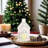 Mini White Glazed Ceramic LED Luminous Hollow House Christmas Decoration Creative Desktop Craft Home Decor