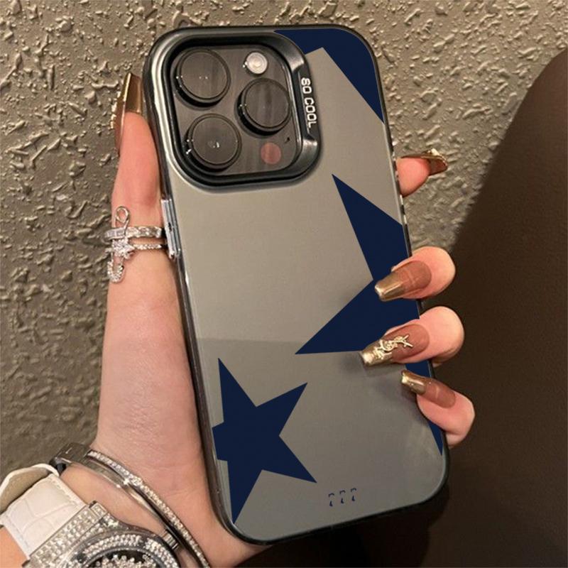 Material Phone Case for iPhone 16 17 Cases iPhone 16e 15 14 13 12 11 Pro Max XS X XR 7 8 Plus Black Leopard Print Star Cover