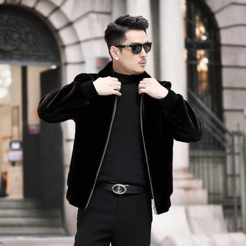 

Осенне-зимняя меховая норковая шуба, мужская куртка из золотого норкового флиса с капюшоном, пальто с утолщенным мехом и мехом для сохранения тепла на улице