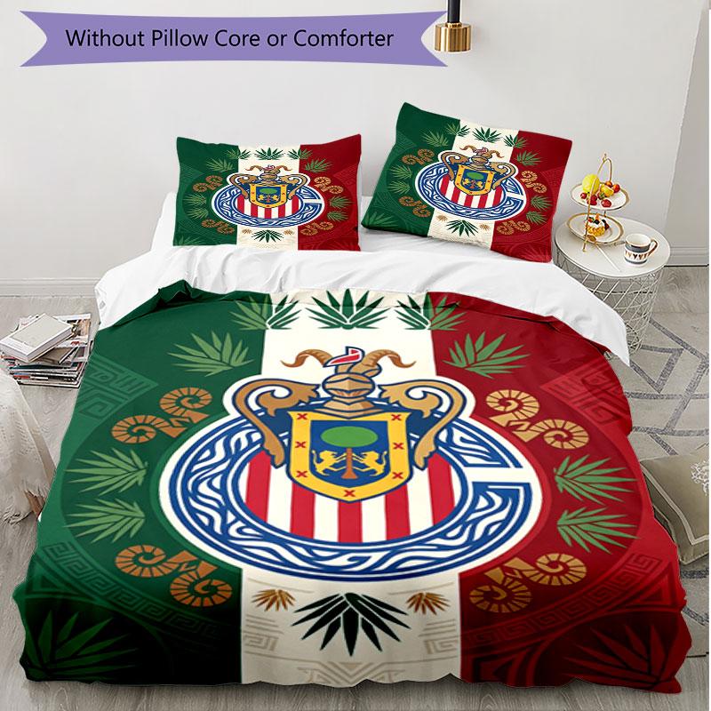 3pcs Duvet Cover Set (1*Duvet Cover + 2*Pillowcase, Without Core), Club Deportivo Guadalajara Print Soft All‑Season Bedding Set, Home Bedroom Decor Gi