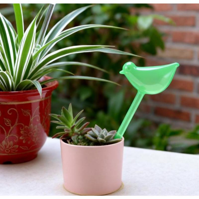 Plant Waterer Self Watering Globes, Bird Shape Hand Blown Clear Aqua Bulbs