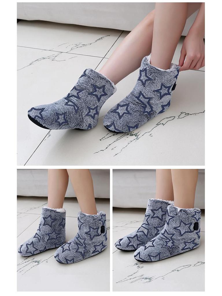 Unisex Electric Heated Indoor Cotton Slippers for Warmth