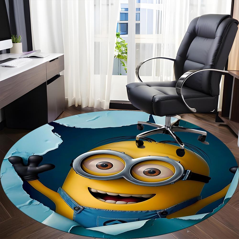 1pcMinion Office Round Area Rug, Indoor Mat Suitable For Office, Bedroom Living Room Home Decor, Room Deco,  Offic A0928110