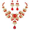 DIEZI Luxury Wedding Bridal Purple Pink Crystal Necklace Earrings Jewelry Sets For Women Fashion Water Drop Rhinestone Jewelry