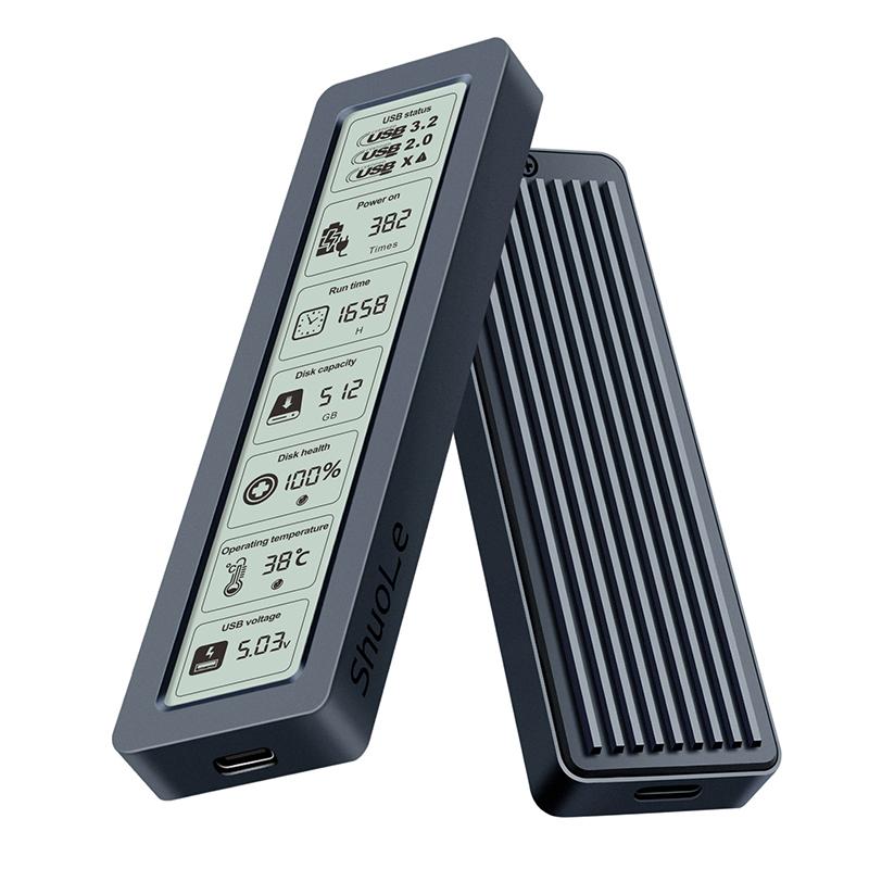 Boîtier de Disque USB 3.2 Gen 2 Type C 10 Gbps Intelligent avec Écran M.2 SSD Enclosure Boîtier SSD M2 Protocole Double NVMe SATA