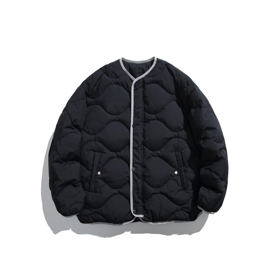 

UNDREST Men s Winter Collarless Down Jacket, Lightweight, Loose Fit, Gourd Pattern, Japanese Retro Style, White Duck Down, YR12. Medium темно-синього кольору
