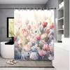 Watercolor Flower Shower Curtain - Polyester Digital Print, Bathroom Decor & Toilet Partition, 1Pc