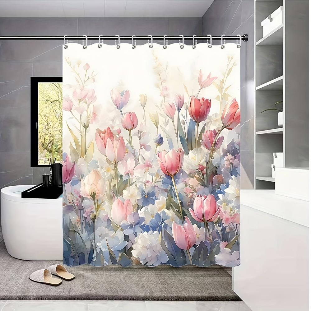 

Watercolor Flower Shower Curtain - Polyester Digital Print, Bathroom Decor & Toilet Partition, 1Pc W60H190(CM)-1 Pcs