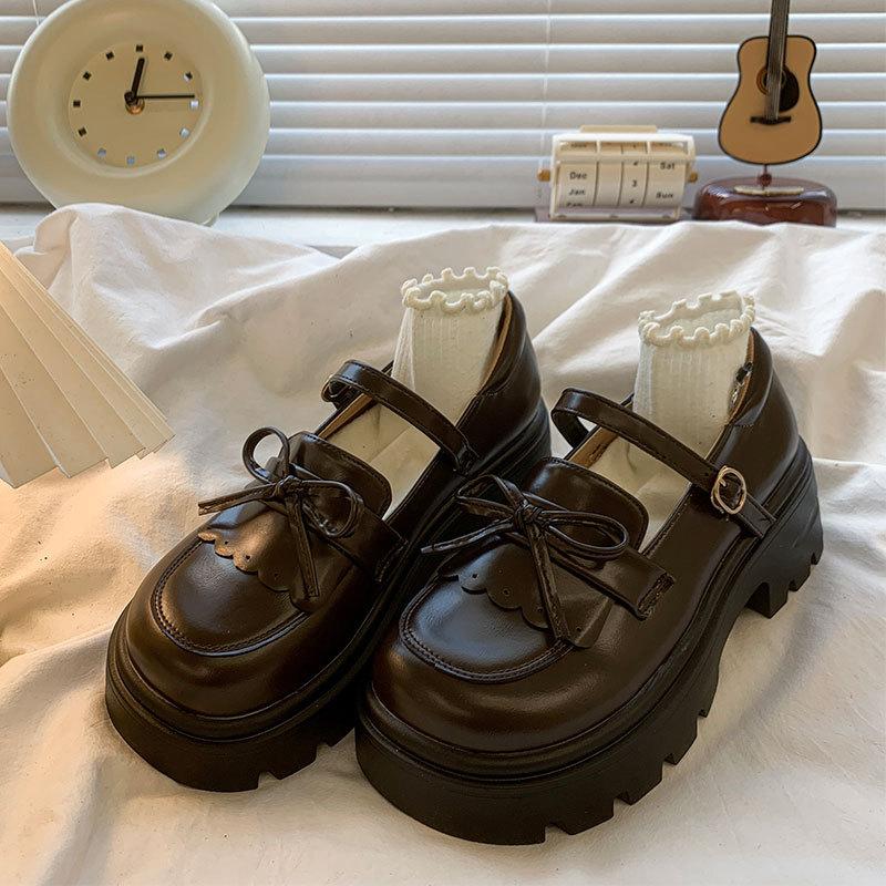 Love College Style with Skirt Cute Versatile Single Shoes 2025 New Spring and Autumn Thick Heel Thick Sole Height Increase Small Leather Shoes Women
