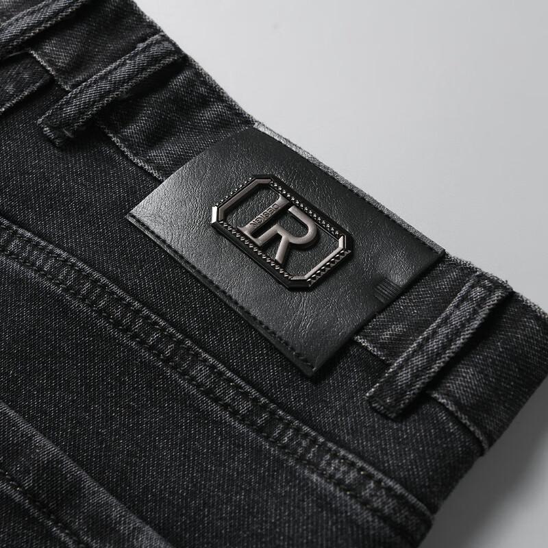 ROMON Men's Thickened Straight-Leg Stretch Jeans