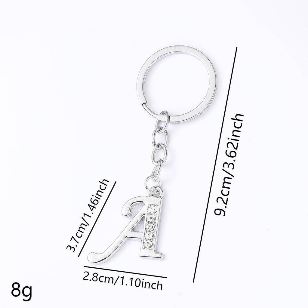 Creative Rhinestone Initials Metal Keychain – Korean Style Car Keyring Party Gift.
