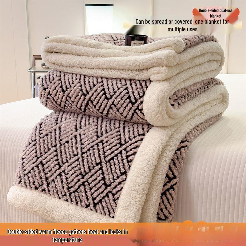 G5Z Warme Winter-Doppelseitige Fleecedecke mit Verdicktem Milchvelours und Lammwolle