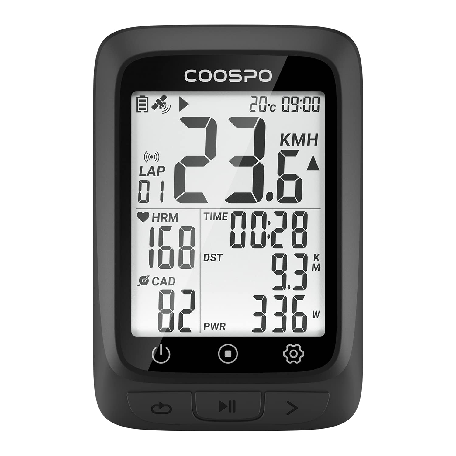 

COOSPO Cycle Bicycle Bluetooth Cadence Speed IP67 Display Computer, GPS, Wireless, Speedometer, Built-in 5.0 & ANT+ Compatible, & Sensor, Waterproof,