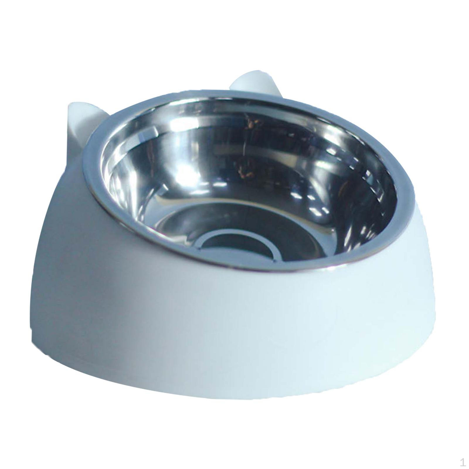 

Bowl ,Anti Slip Food Feeder Container ,Stainless Steel Tilted Elevated Feeding Dish ,Pet Pets білий