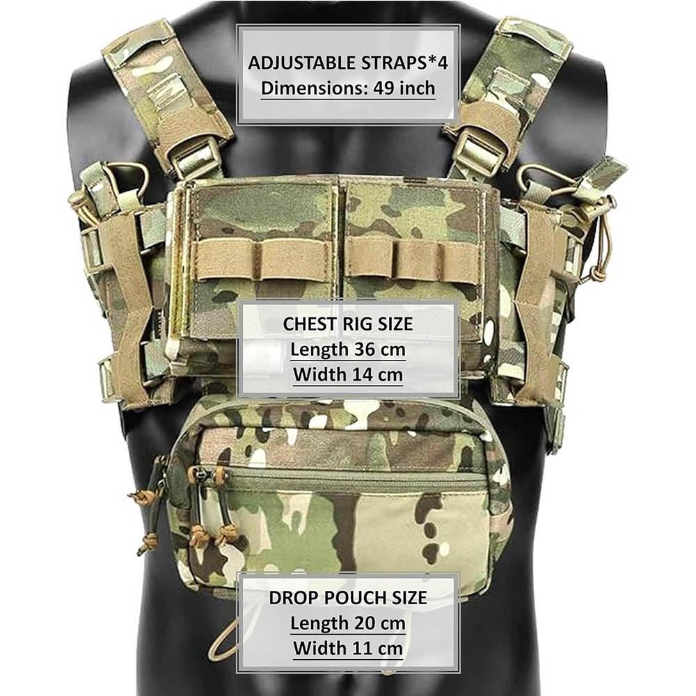 Outdoor Tactical Vest With MultiFunctional MOLLE Multi-Pocket Quick Release Chest Rig For Hiking Camping Training
