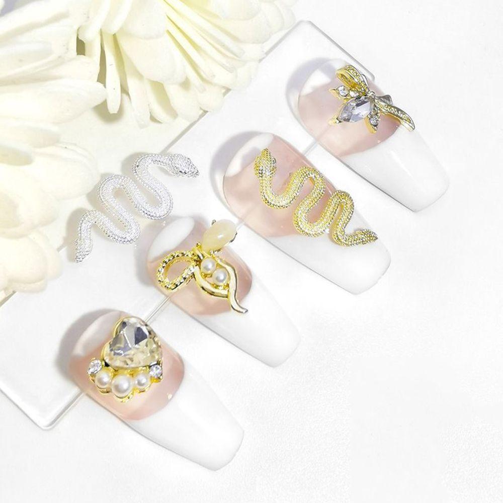 

Подвеска из цинкового сплава Змея, металлические подвески для ногтей, аксессуары для маникюра «сделай сам», украшения для ногтей, 3D украшения для дизайна ногтей