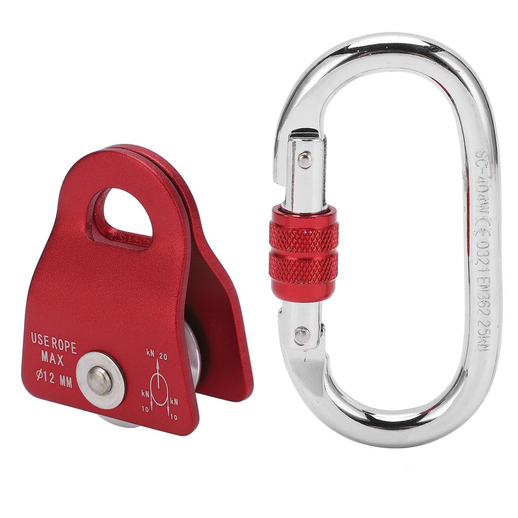 Side Swing Pulley Aluminum Alloy Hanging Wheel Mountaineering Rock Climbing Machinery SuppliesRed