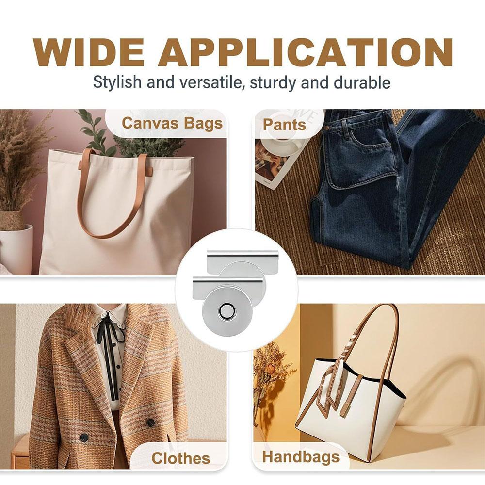 10Pair Snap Buttons Metal Seamless Magnetic Buckle Clasp For Tote Bags, Clothing