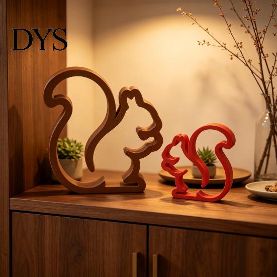 Lightweight PLA Art Ornaments 3D Printed Squirrel Figurine, Minimalist Statue, Hollow Animal Ornament for Living Decorative Figurines Entrance