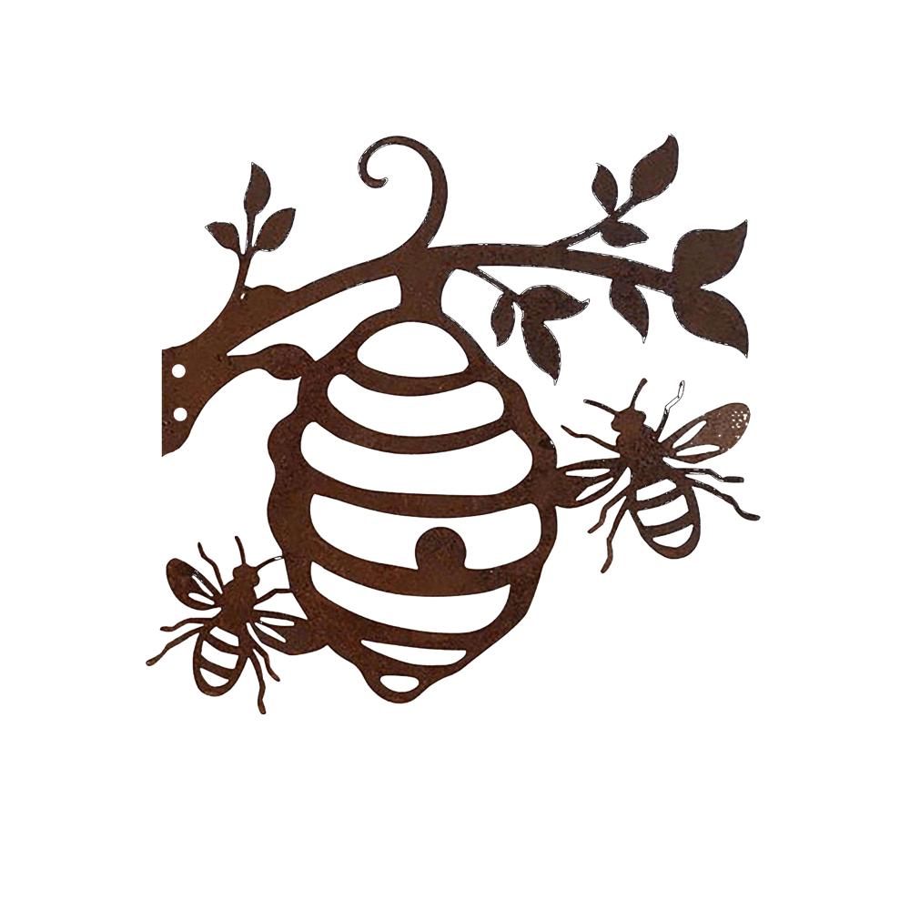 1 Piece Vintage Steel Beehive Bird Silhouette Rusty Metal Panel Art Outdoor Patio Home Farmhouse Backyard Decoration Halloween Christmas Gift