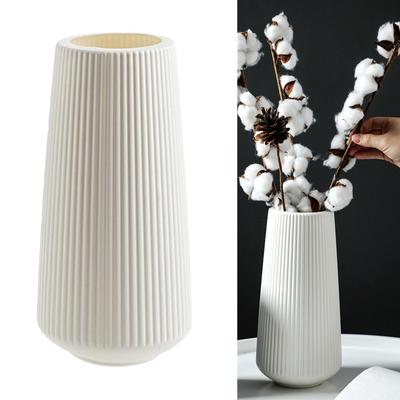 Decor vază cu flori Ghiveci din plastic Cadou de încalzire alb stil 1