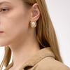 Nature Stone Tiger-eye Earrings Waterproof Stainless Steel Stud Earrings Gold Plated Oval Bead Pearl Earrings Gemstone Jewelry