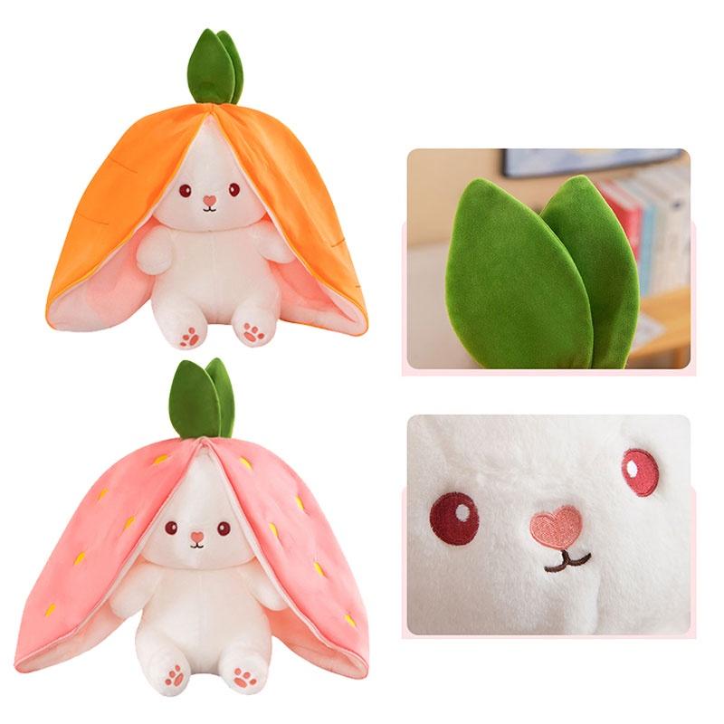 Creative Children's Bunny Doll-transforming Plush Toy With Carrot And Strawberry Options