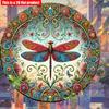 2D Flat 20*20cm1pc Colorful Dragonfly Pattern Wooden Wall Art Plaque, Round with Delicate Floral and Insect Design for Home, Garage, Garden and Cafe