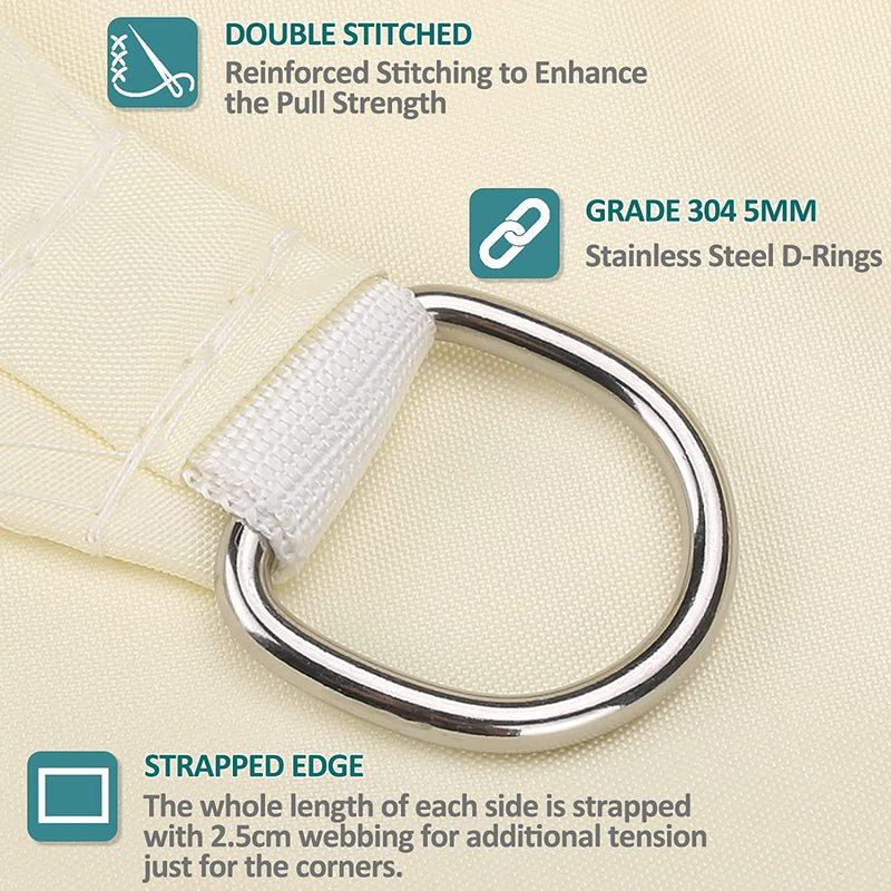 Heavy Duty Sun Shade Sails UV Protection Fade Tear Rust Resistant Rectangle Sunshade Canopy Curved Edges Blocks Sunlight Awnings
