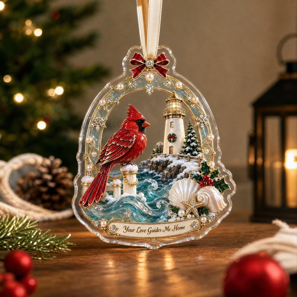 2D Red Christmas Acrylic Ornament, Hanging Decoration for Christmas Tree